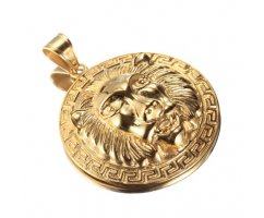 Кулон с головой льва золотистый K398