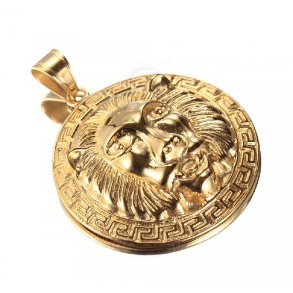 Кулон с головой льва золотистый K398