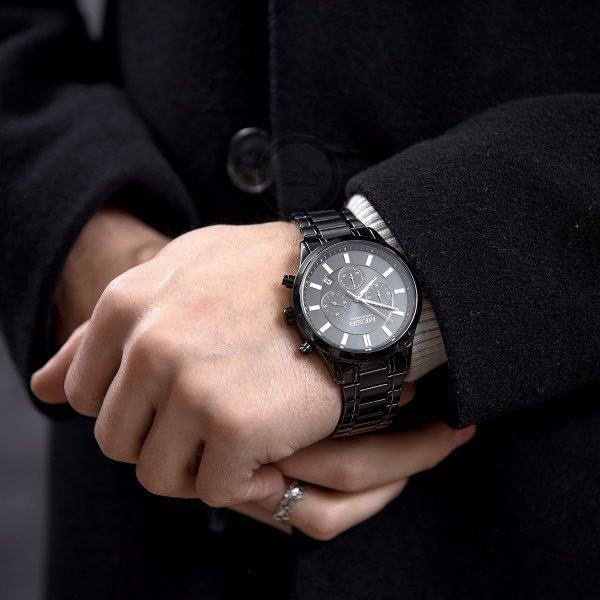Часы наручные мужские Megir Black Steelz W0139