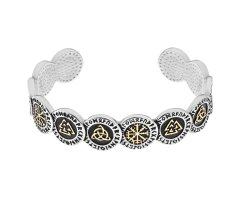 Браслет-кафф с рунами скандинавский SB382