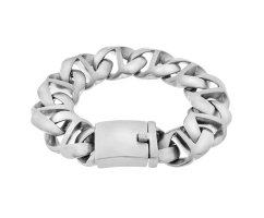 Браслет массивный плетения бисмарк из стали SB383