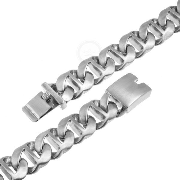 Браслет массивный плетения бисмарк из стали SB383