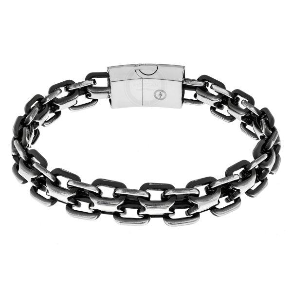 Браслет из стали двойной якорный оксидированный SB386