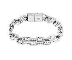 Браслет из стали двойной якорный серебристый SB387