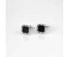 Запонки мужские с черным квадратным агатом ZP245