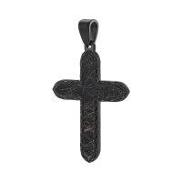 Кулон Крест стальной с деревянной вставкой K578