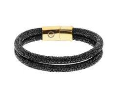 Двойной браслет золотистый из кожи ската QB901