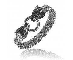 Браслет массивный с головами волков из стали SB8231