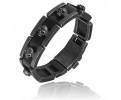 Матовый браслет из кожи с черепами SB311