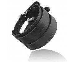 Браслет широкий кожаный черный QB630