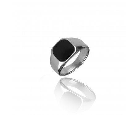 Перстень с черной эмалью R340