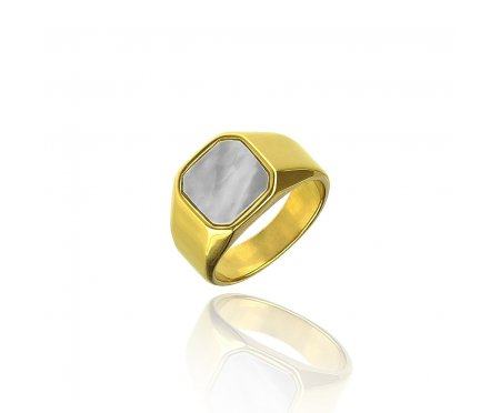 Перстень с белой эмалью R341