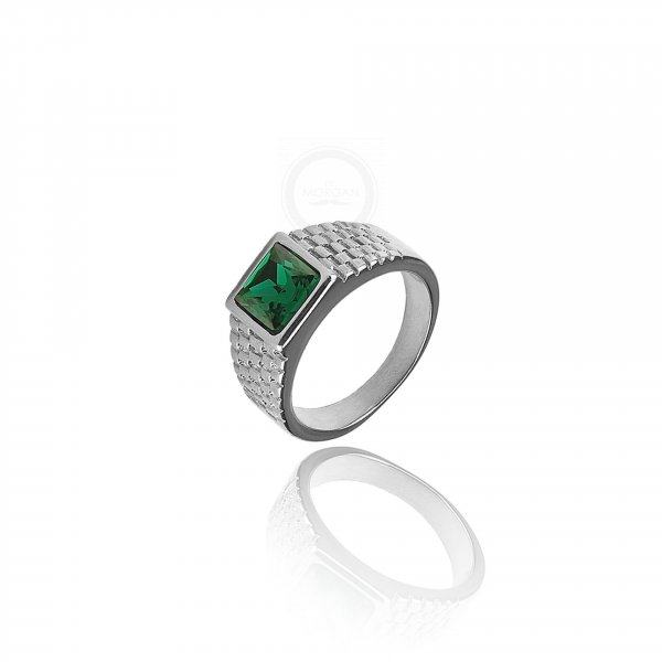Перстень с зеленым цирконом R197
