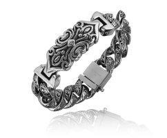 Браслет из стали с резной пластиной SB322