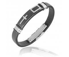 Лаконичный браслет из кожи с крестом QB402