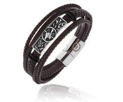 Браслет из натуральной кожи Крым коричневый QB510