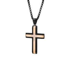 Кулон крест стальной с фианитами K576