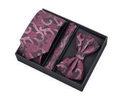Jule набор галстук, бабочка и платок бордовый CP69