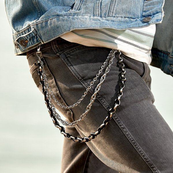 Сэт цепочек на джинсы с кожей DC014