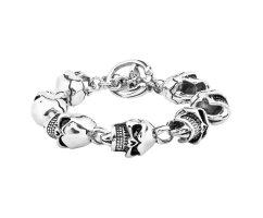 Браслет стальной c черепами SB1729