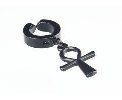 Серьга без прокола Анкх черная 12 мм SE1728