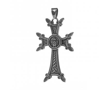 Кулон Крест из стали скандинавский K589