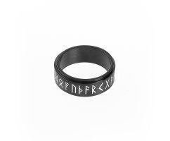 Кольцо с рунами антистресс черное R393