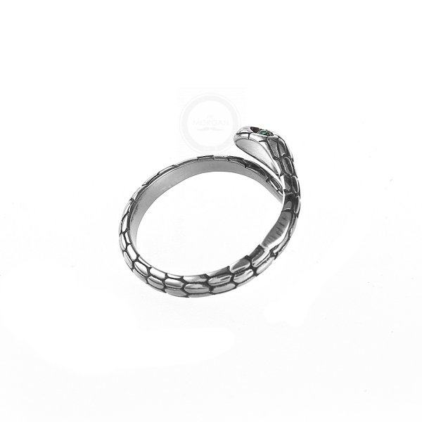 Кольцо в форме змеи из стали с цирконами R385