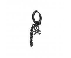 Черная серьга с подвеской череп 13 мм SE1737