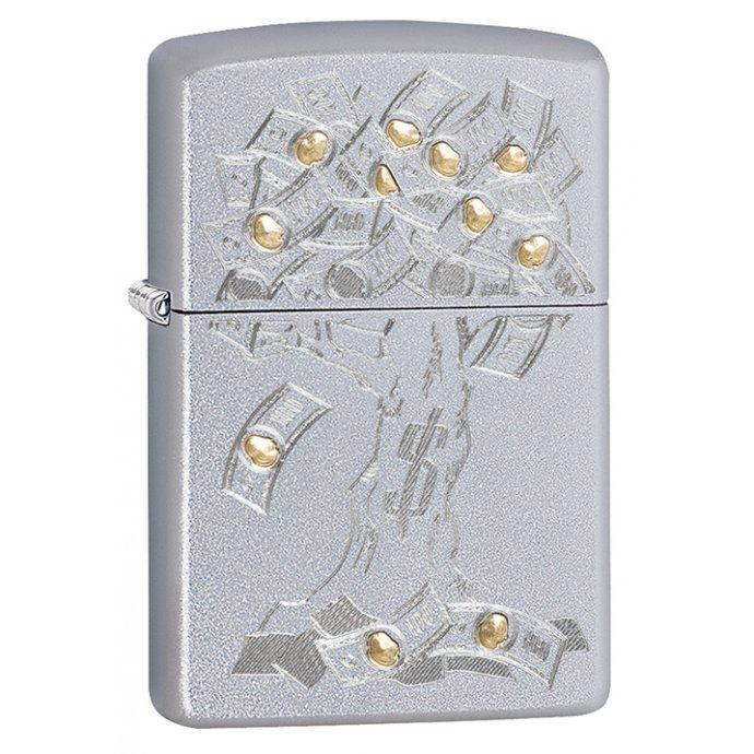 Зажигалка Zippo Satin Chrome Money Tree Design Zip29999