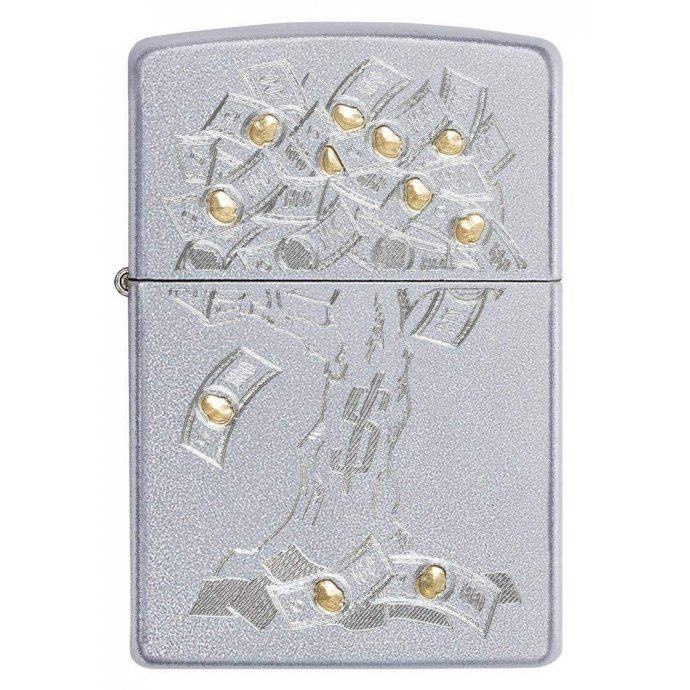 Зажигалка Zippo Satin Chrome Money Tree Design Zip29999