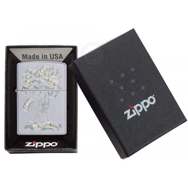 Зажигалка Zippo Satin Chrome Money Tree Design Zip29999