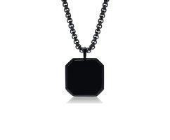 Подвеска квадратная с эмалью черная K543