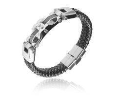 Браслет из кожи с металлом массивный QB65 Браслет из кожи с металлом массивный QB65