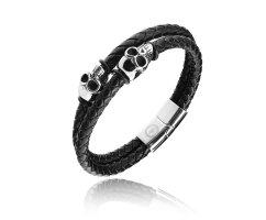Браслет из натуральной кожи с черепами QB398