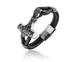 Браслет кожаный с молотом тора QB387