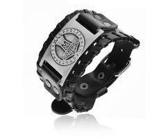 Рунный молот браслет широкий из кожи QB241