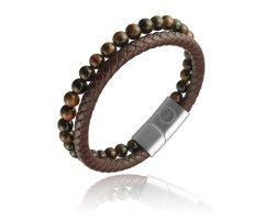 Браслет комбинированный из камней и кожи QB314