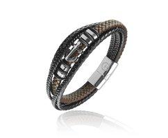 Браслет из кожи с якорем двухцветный QB400