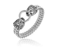 Браслет массивный с головами львов из стали SB8232