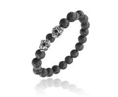 Браслет с черепами из крупного вулканического камня SH2007