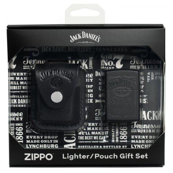 НАБОР Zippo JACK DANIELS ЗАЖИГАЛКА И КОЖАНЫЙ ЧЕХОЛ В ПОДАРОЧНОЙ КОРОБКЕ Zip48460