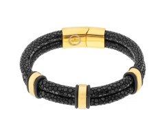 Двойной браслет золотистый из кожи ската Chordata QB896