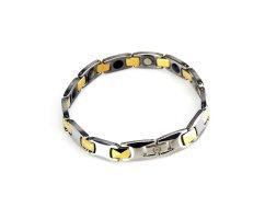 Вольфрамовый браслет бело-золотистый WB8172