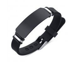 Браслет черный вставкой под гравировку KB057