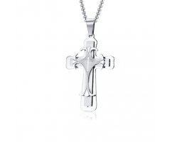 Кулон крест серебристый K493