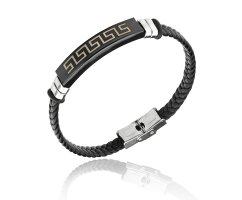 Браслет из кожи с меандром QB369