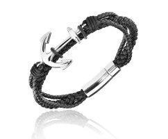 Браслет из кожи с якорем YB48