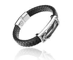 Браслет кожаный с якорем YB47