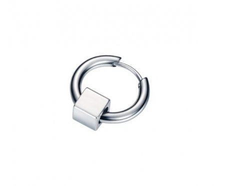 Серьга-кольцо из стали с кубом SE1096
